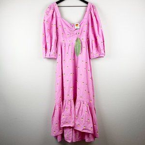 NWT Farm Rio Pink Pineapple Embroidered Midi Dress Size S